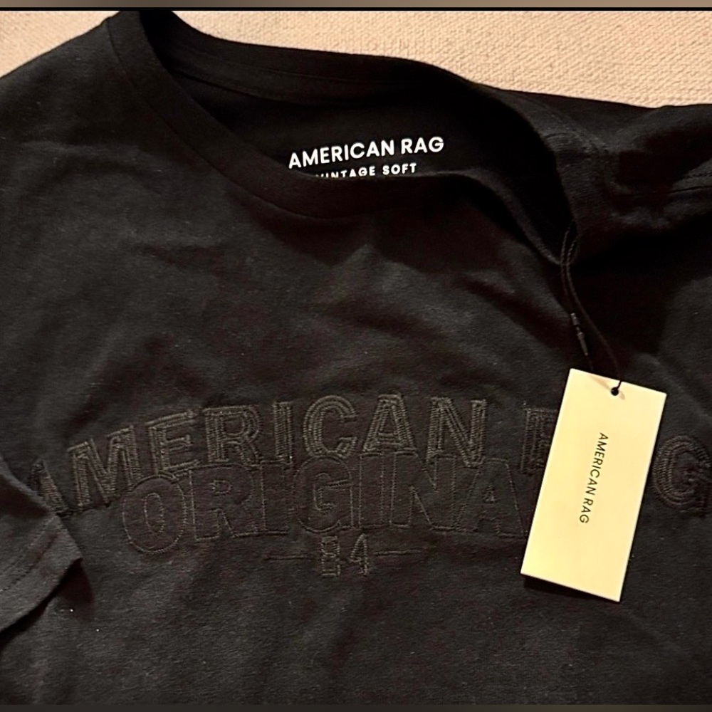 American Rag Black Short Sleeve Crewneck Tee